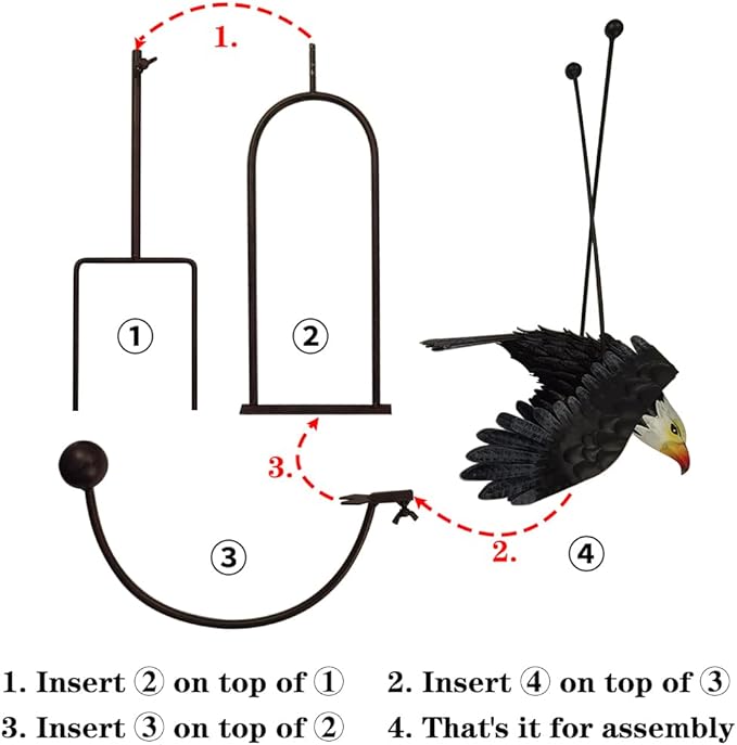Metal Swinging Owl Wind Spinner for Yard and Garden Decor, Outdoor Metal Windmill Art Deco, Lawn Decorations Wind Sculpture and Spinner, Garden Stake Decorative Kinetic Sculpture (Eagle)