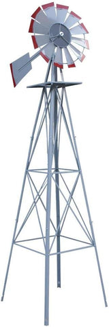HomGarden 8ft Windmill Yard Ornametal Metal Garden Wind Mill Farm Weather Vane Weather Resistant Decoration for Home, Backyard