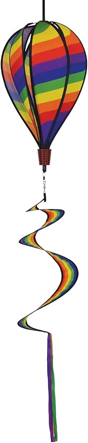 In the Breeze 0980 Rainbow Swirl Hot Air Balloon Spinner-Outdoor Hanging Decoration