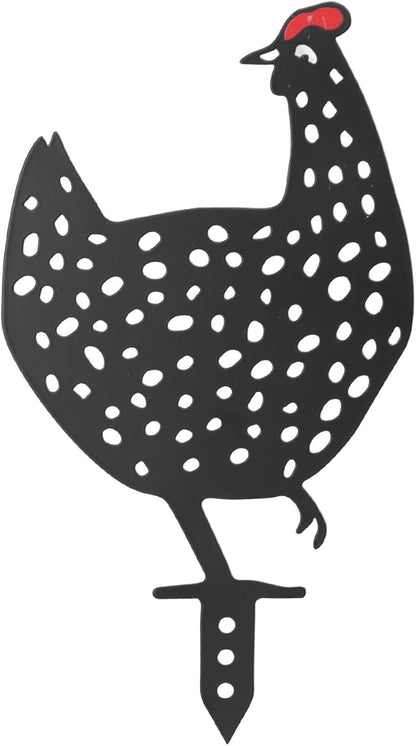flexman Chicken Garden Stake, Iron Garden Decorative Statues Multifunctional Chicken Family Garden Yard Art for Yard Outdoor Lawn Backyard (C)