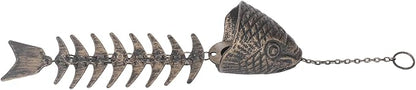 Fish Skeleton Windchime, Vintage Metal Wind Chimes for Home Yard Porch Hanging Decor