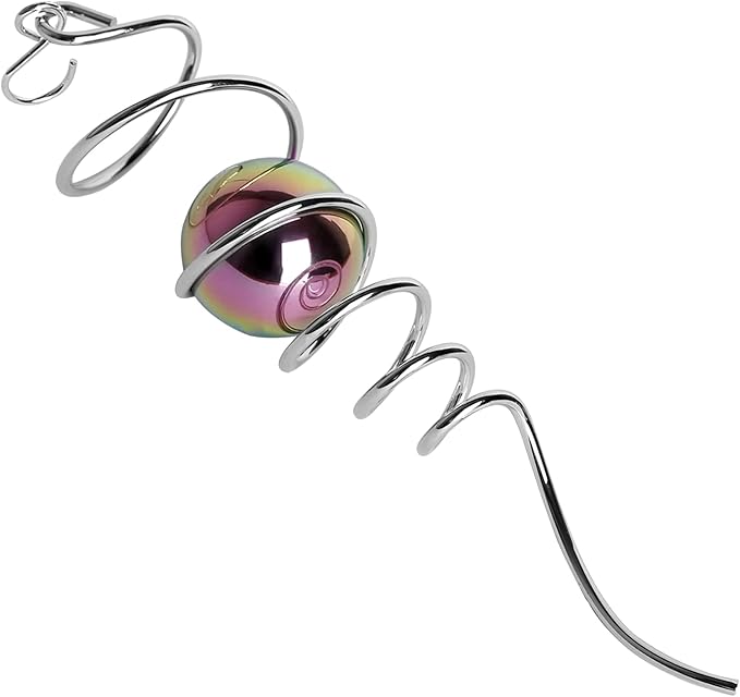 Gazing Ball Spiral Tail Wind Spinner, 13 Inch Stainless Steel with Hanging Swivel Hook, Colorful Metal Orb Creates Captivating Visual Illusion Spinning, Indoor Outdoor Decor for Garden Yard Patio Gift