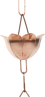 POCREATION Rainwater Chain for Gutters, Copper Rain Chain, 5 Fluid Copper Design, 1m Length