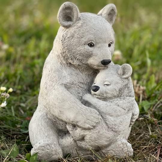 Bears Statue Garden Baby Bear Figurine Concrete Animals Sculpture Lawn Statue for Home and Garden