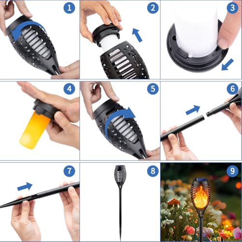 Solar Torch Lights - 16 Pack Flickering Flame Waterproof