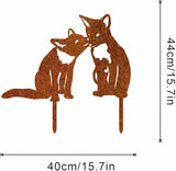 Garden Outdoor Fox Decoration Metal Yard Art Animal Corten Steel Garden Decor Decoration Stake Gift Handmade Wall Art for Yard Lawn Trees Fences Gates Windows Walls-15.7INX15.7IN