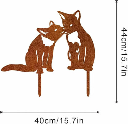 Garden Outdoor Fox Decoration Metal Yard Art Animal Corten Steel Garden Decor Decoration Stake Gift Handmade Wall Art for Yard Lawn Trees Fences Gates Windows Walls-15.7INX15.7IN