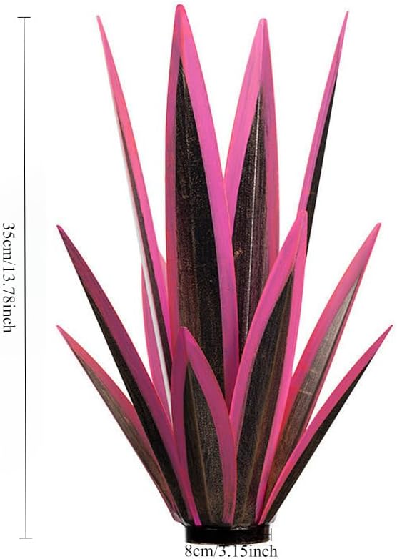14 inch Metal Agave Flowers Plant Outdoor Décor DIY Metal Tequila Country Flowers Ornament Outdoor Decor Home Lawn Patio Stake Yard Art Decoration (Pink, 1 PCS)