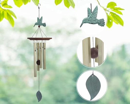 ASTARIN Hummingbird Wind Chimes Outdoor, Soothing Melody Wind Chimes with 4 Aluminum Tubes, Memorial Wind Chimes for Outside Unique Sympathy Gifts for Home Garden Patio Outdoor Decoration