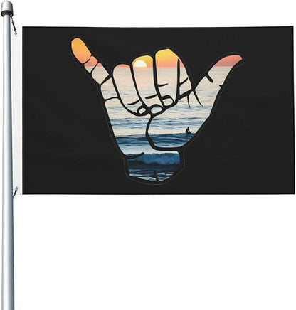 Shaka Waves Flag 3x5 Ft Double Sided Outdoor, Garden Yard Decoration Banner with Brass Grommets, for Home, Porch, Wall