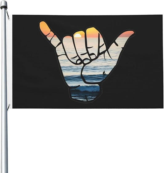 Shaka Waves Flag 3x5 Ft Double Sided Outdoor, Garden Yard Decoration Banner with Brass Grommets, for Home, Porch, Wall