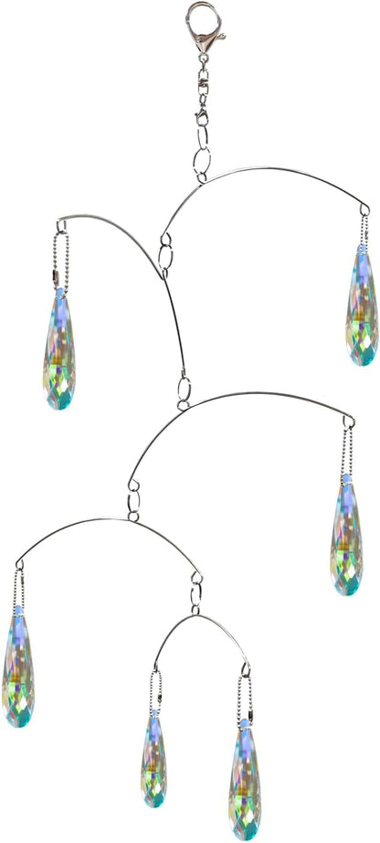 DIY Crystal Sun Catcher Wind Chime, Hanging Prisms Rainbow Maker Suncatcher for Home and Garden Decoration (FL-76AB-6CW)