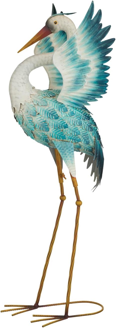 Regal Art & Gift Blue Crane Metal Statue 34" H – Indoor Outdoor Decorative Sculpture for Home & Garden Décor, Weather-Resistant Yard Art Figure for Patio, Lawn