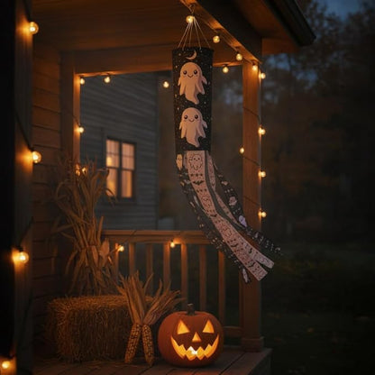 Madrona Brands Halloween Ghost Fall Windsock | Durable Outdoor Hanging Wind Sock Decoration | Yard, Porch, Lawn | 48 Inch