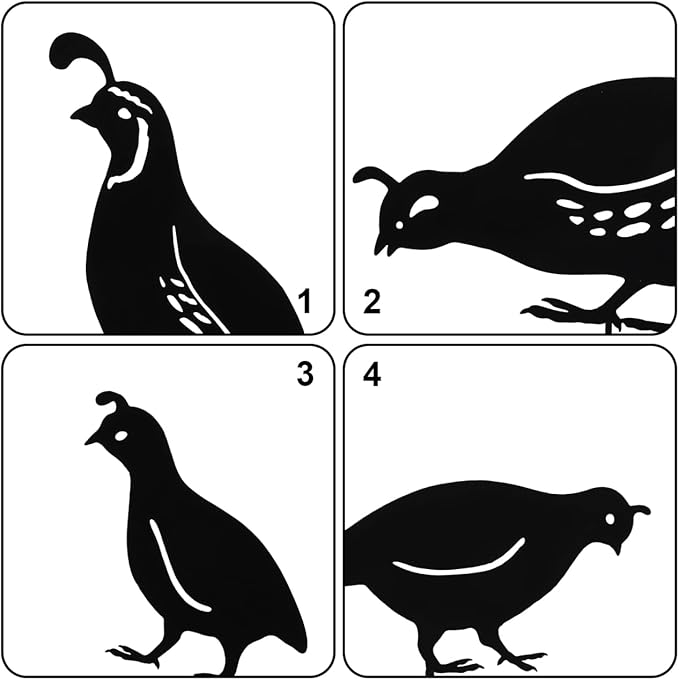 COHEALI Metal Quail Garden Stakes 4pcs Silhouette Quail Family Stake Farm Animal Decorations for Outdoor Garden Patio Lawn Yard Pathway Sticks Decor