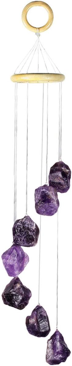 rockcloud Amethyst Raw Stones Wind Chime Home Garden Decoration Figurine