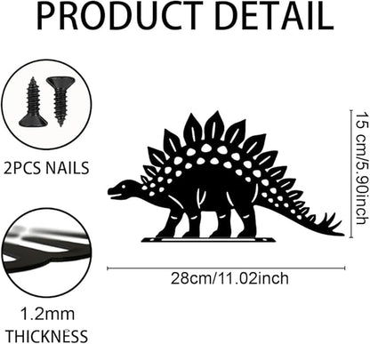 WADORN Stegosaurus Decorative Silhouette Garden Stakes, Metal Dinosaurs Theme Stakes Statues Ornaments Lovers Gifts Yard Art Black Silhouette Yard Outside Decor for Backyard Patio, 6.5x11Inch