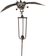 Red Carpet Studios Garden Stake Yard Art Metal and Glass Balance Rocker with Stake, 20-Inches, Flying Owl