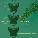Black Rain Chains for Gutters, Butterfly Rain Chain, Butterfly Garden Decor, 7.5 feet Long