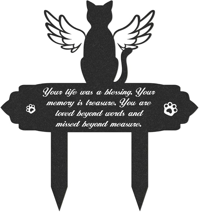 Grave Markers for Cemetery for Cat, Weatherproof Metal Pet Memorial Stake, Garden Cemetery Decoration, Waterproof Pets Grave Marker Memorial Plaques for Outdoors Yard Patio