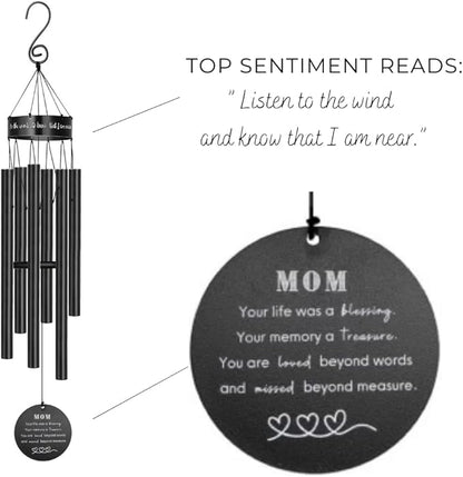 Memorial Wind Chimes for Loss of Loved One Prime, Outdoor Memory Chimes Mom, Dad, Grandma, Husband, Personalized Bereavement Windchimes, Sympathy Remembrance Chime, Windchime Gift (Mom Memorial)