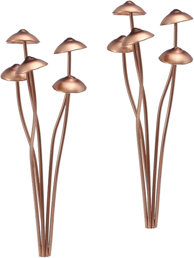 BestAlice 2pcs Metal Mushroom Garden Statue Stake, Flower Pot Decoration, Outdoor Statue, Mushroom Ground Decoration for Garden Patio Lawn Yard Plant Outdoor Art Accessories