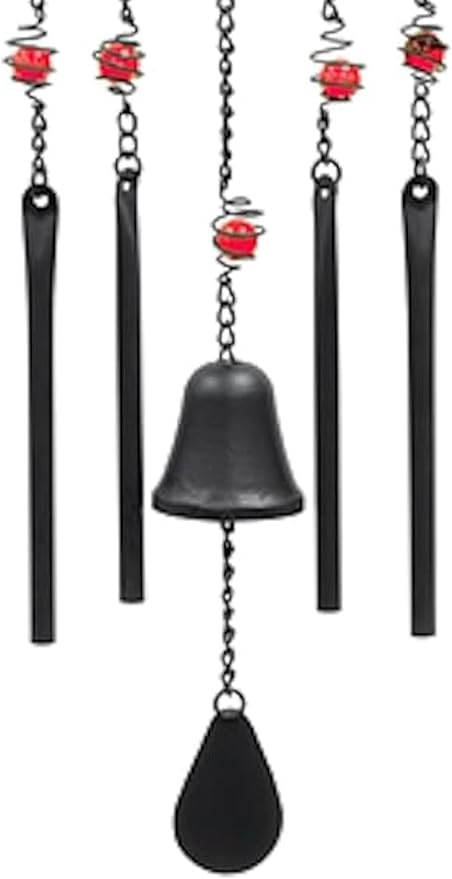 Carson 32" American Flag Silhouette Wind Chime - Black Metal Stars and Stripes Windchime - Outdoor Chimes for Garden, Patio, Porch