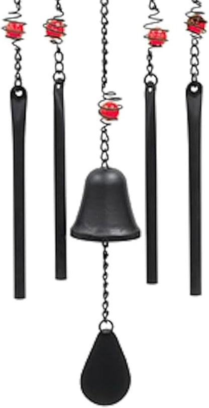 Carson 32" American Flag Silhouette Wind Chime - Black Metal Stars and Stripes Windchime - Outdoor Chimes for Garden, Patio, Porch