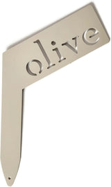 Planter Size Small Metal Garden Plant Vegetable Flower or Herb Markers 13.5 Inches Tall (olive, Cream)
