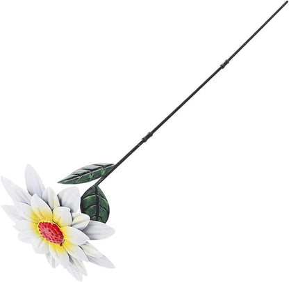 Abaodam Iron Outdoor Flower Garden Stake Lawn Ornament White Iron Art Floral Pathway Stake Decorative Garden Supply for Patio and Lawn Outdoor Décor