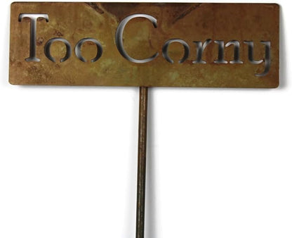 Classic Metal Garden Markers Clearance Items 20 to 33 Inches Tall (Too Corny, Naturally Rusted)