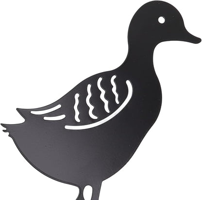 Haofy Duck Silhouettes Yard Art 4Pcs Metal Iron Stakes for Scare Birds Rabbits Squirrels, Farmhouse Pathway Lawn Decor, Bonsai Display Outdoor Garden