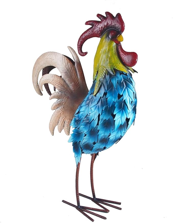 Metal Rooster Statues Vintage Outdoor Garden Decor for Patio Lawn Backyard