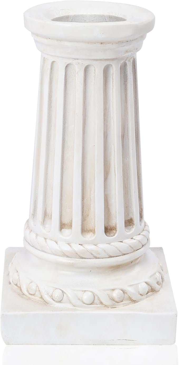 VCUTEKA Gazing Ball Stand, Roman Column Gazing Globe Stand for 8-10 Inch Garden Gazing Globe, Indoor/Outdoor Décor Accessories, White 9.6" H