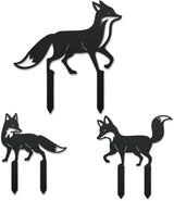 WADORN 3 Styles Fox Metal Decorative Garden Stakes, Funny Fox Family Metal Outdoor Statues Animals Black Silhouette Ornament Gifts Cute Animals Outdoor Decor for Garden Backyard Patio Lawn Walkways