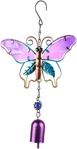 Butterfly Wind Chimes, Colorful Wind Chimes for Outside Creative Painted Metal Wind Chime Decorative Wind Chime for Outdoor Patio Corridors Inside Home Decor Living Room (Purple - Short)