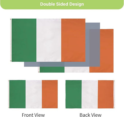Evergreen Ireland Flag 3x5 flag Outdoor Double Sided, National Flags for Outside with Grommets, 3-Ply Banners for Garden Patio, Indoor Wall Decor for Room, Works with Standard Estate Flag Poles