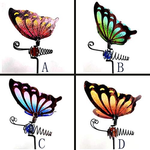 Set 4 Butterfly Garden Stakes Decor, Metal & Glass Yard Art Decorative, Indoor Outdoor Lawn Pathway Patio Ornaments. A Set (4 Colors) of Sales