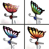 Set 4 Butterfly Garden Stakes Decor, Metal & Glass Yard Art Decorative, Indoor Outdoor Lawn Pathway Patio Ornaments. A Set (4 Colors) of Sales