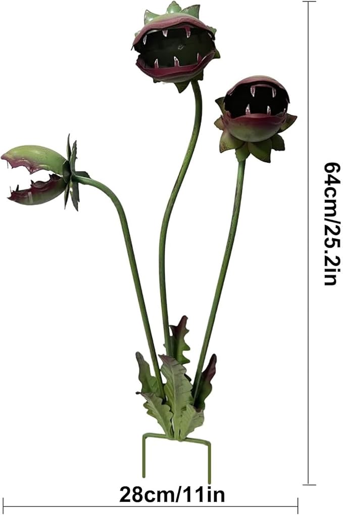 2026 Whimsical Metal Carnivorous Plant Garden Stake, Handmade 25inch Large Venus Flytrap Monster Plant Sculpture Yard Art Decor, Unique Quirky Gift for Lawn Patio Beds, Planters Decoration