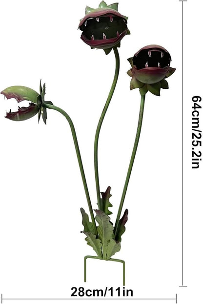 2026 Whimsical Metal Carnivorous Plant Garden Stake, Handmade 25inch Large Venus Flytrap Monster Plant Sculpture Yard Art Decor, Unique Quirky Gift for Lawn Patio Beds, Planters Decoration