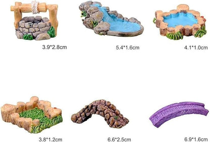 Blue DIY Miniature Mini Water Pool Fairy Garden Lawn Ornament for Mountain Dollhouse Decor Craft Outdoor Statues Antique European Village Character and Manor Style,Garden Sculptures and Statues