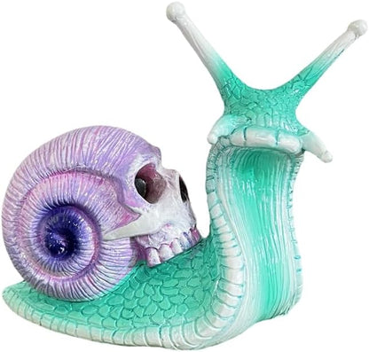 Skull Snail Sculpture Garden Decor Statue Halloween Skulls Decor Ornament Gothic Home Decor Resin Crafts for Home Outdoor Landscape Office Decor,Blue