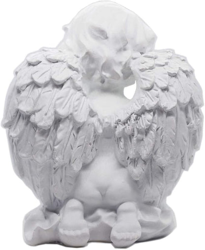 White Kneeling Praying Cherub Statue Indoor Outdoor Home Garden Decoration Wings Angel Statue Memorial Sculpture