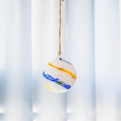 4”Christmas Balls, Gazing Balls Hanging Friendship Balls, Hand-Blown Glass Ball Christmas Ornament for Window Outdoor Home Decor, Christmas Tree Decoration, Gifts for Women (White