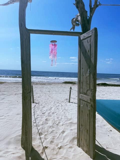 Capiz Shell Wind Chimes - with Clear & Melodious Sound -Handmade Sturdy Wood Wind Chimes Provides Comfortable and Pleasant Ambiance State Every Day, (Pink)