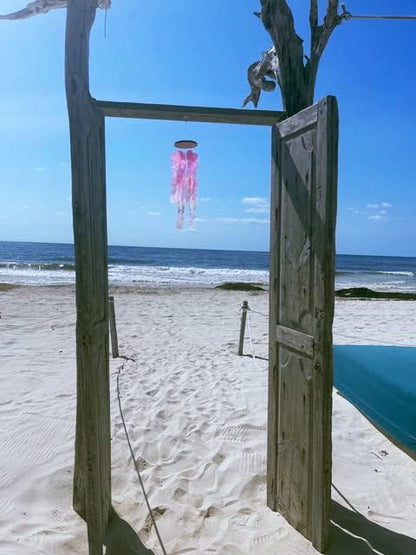 Capiz Shell Wind Chimes - with Clear & Melodious Sound -Handmade Sturdy Wood Wind Chimes Provides Comfortable and Pleasant Ambiance State Every Day, (Pink)