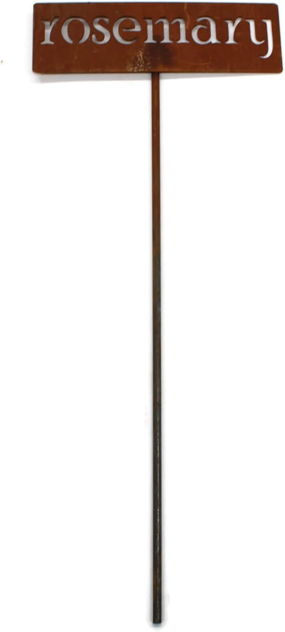 Classic Metal Garden Markers 19 Inches Tall (rosemary, Naturally Rusted)