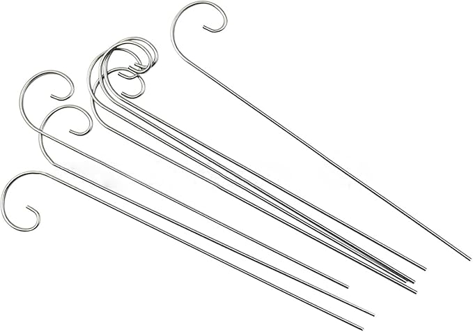 20 Pcs Silver 20cm Plant Label Hooks Markers Label Hanger Garden Plant Sign Stake Rustproof Deformed Garden Sign Hooks Hanging Rods for Flower Planter Plant Container Accessories