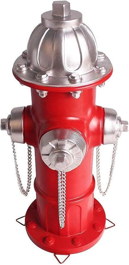 Fake Fire Hydrant for Dogs to Peed on,15.3 inch Large Dog Fire Hydrant Statue Puppy Pee Post Hydrant,Fire Hydrant Outdoor Decor,Firefighter Gifts for Men, Red Silver